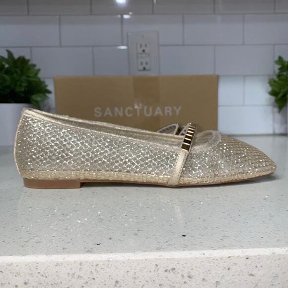 RE: Sanctuary Women’s 7 Mary Jane Ballet Flat w Cushioned Flexible Footbed, Gold - Picture 3 of 9